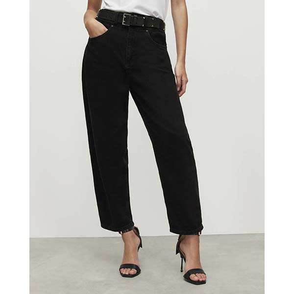 Allsaints Australia Womens Hailey High-Rise Tapered Jeans Black AU70-196